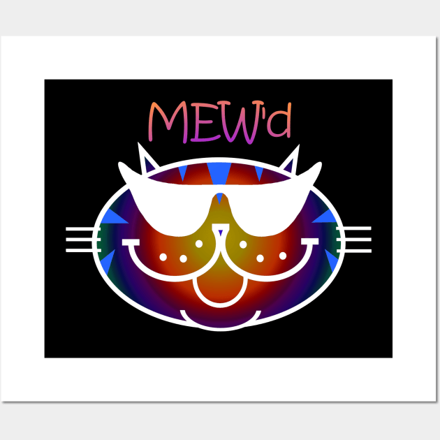 MEW'd - Dark Rainbow, White Outline Wall Art by RawSunArt